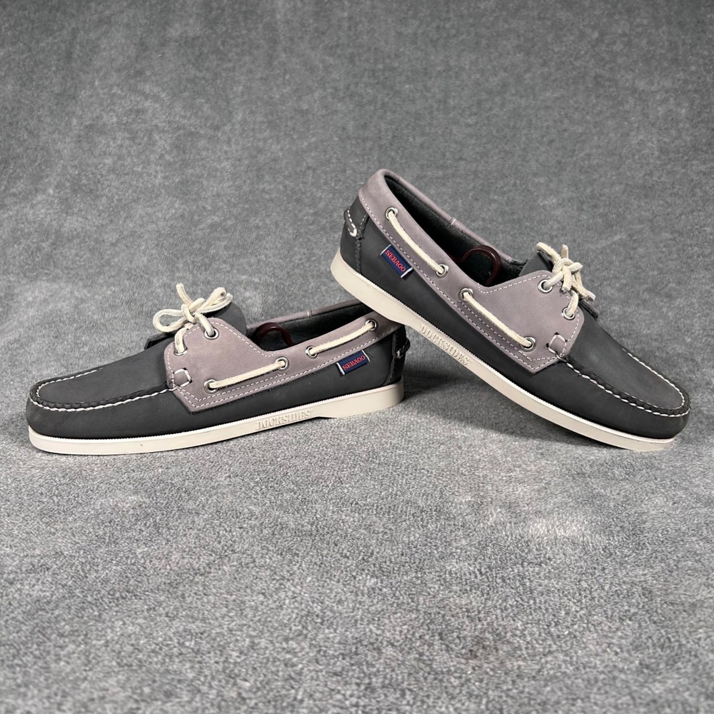 Sebago Docksides Grey Charcoal Nubuck Leather Boat Shoes Womens 9 M 79048122 - Picture 7 of 11
